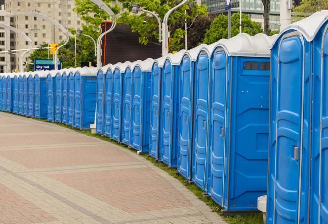 a row of portable restrooms at a fairground, offering visitors a clean and hassle-free experience in wilson